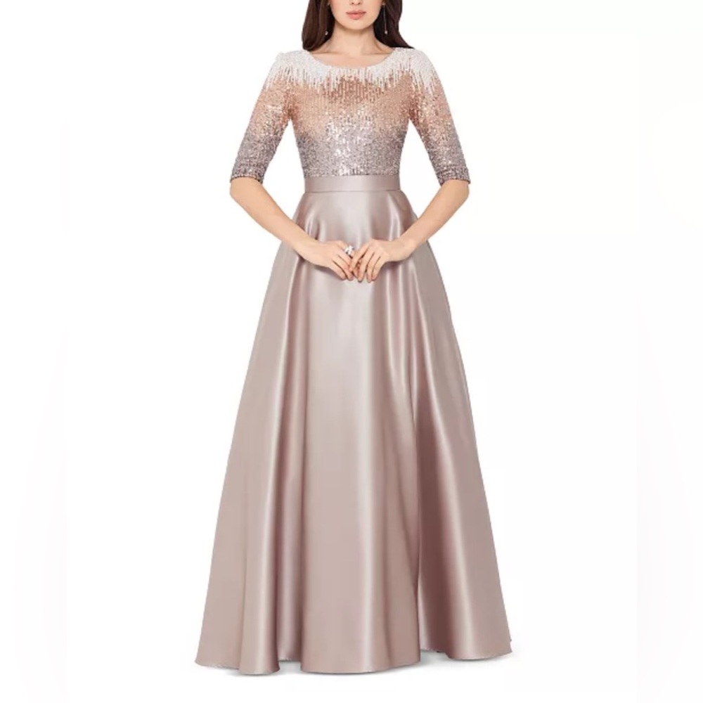 Betsy & Adam Embellished Satin Gown - Mocha 4